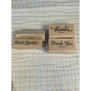 Stampin' Up! Wood Mount Thank You Stamps Lot of 4 NEW Unused